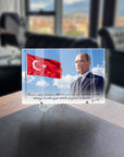 Atatürk Türk Bayrağı Cumhuriyet Sözlü Cam Tablo | SRD Concept