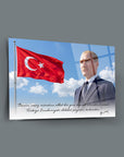 Atatürk Türk Bayrağı Cumhuriyet Sözlü Cam Tablo | SRD Concept