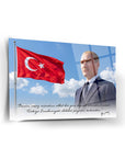 Atatürk Türk Bayrağı Cumhuriyet Sözlü Cam Tablo | SRD Concept