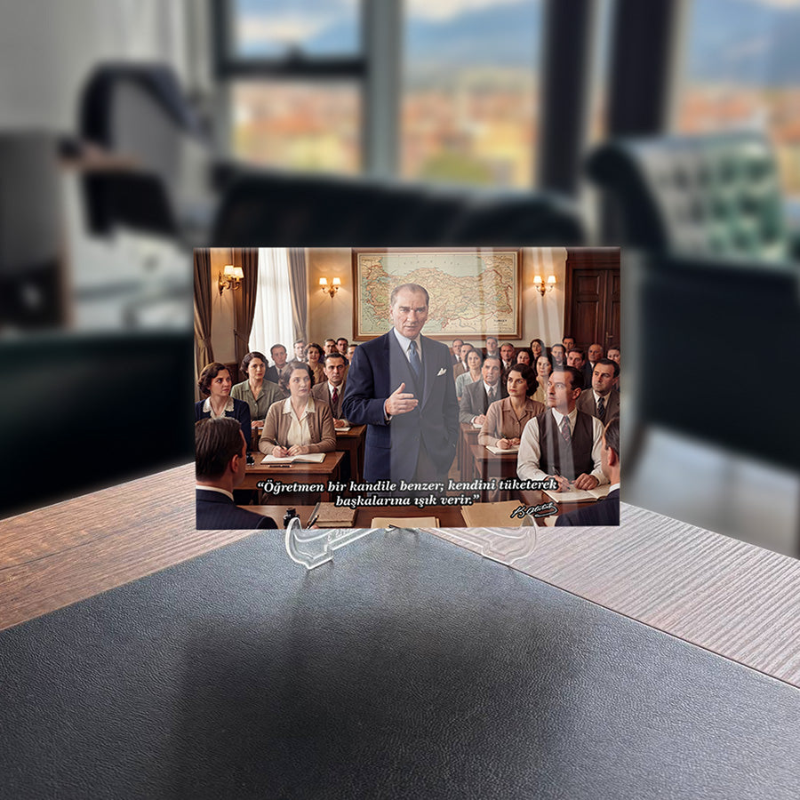 Atatürk Öğretmen Bir Kandile Benzer Sözlü Cam Tablo | SRD Concept