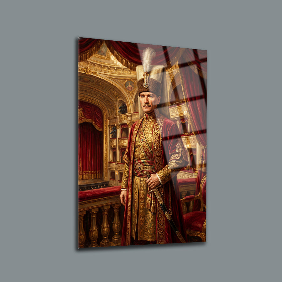 Atatürk Osmanlı Saray Kaftanlı Portre Cam Tablo | SRD Concept