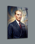 Atatürk Modern Dijital Portre Işık Efektli Cam Tablo | SRD Concept