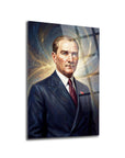 Atatürk Modern Dijital Portre Işık Efektli Cam Tablo | SRD Concept
