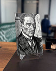 Atatürk Siyah Beyaz Gravür Portre Cam Tablo | SRD Concept