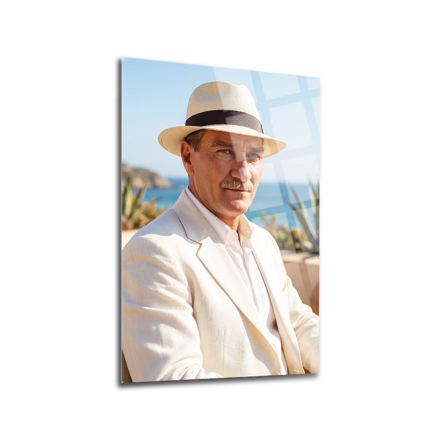 Atatürk Sahil Kenarı Mutlu Poz Cam Tablo | SRD Concept