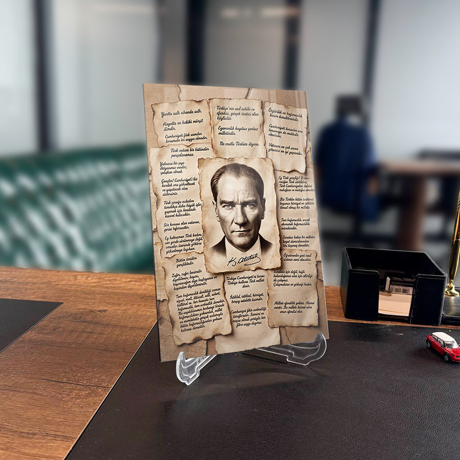 Atatürk ve Sözleri Temalı Cam Tablo | SRD Concept