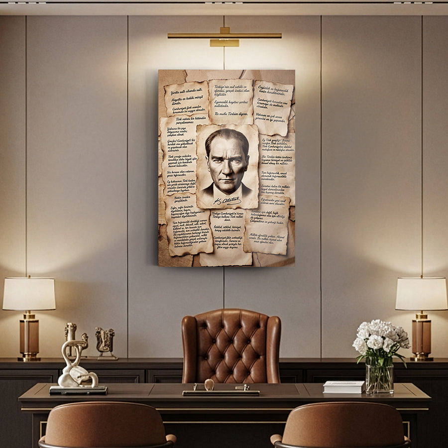 Atatürk ve Sözleri Temalı Cam Tablo | SRD Concept