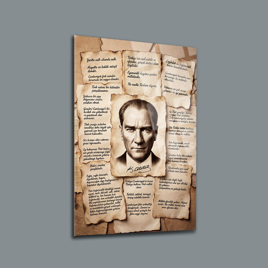 Atatürk ve Sözleri Temalı Cam Tablo | SRD Concept
