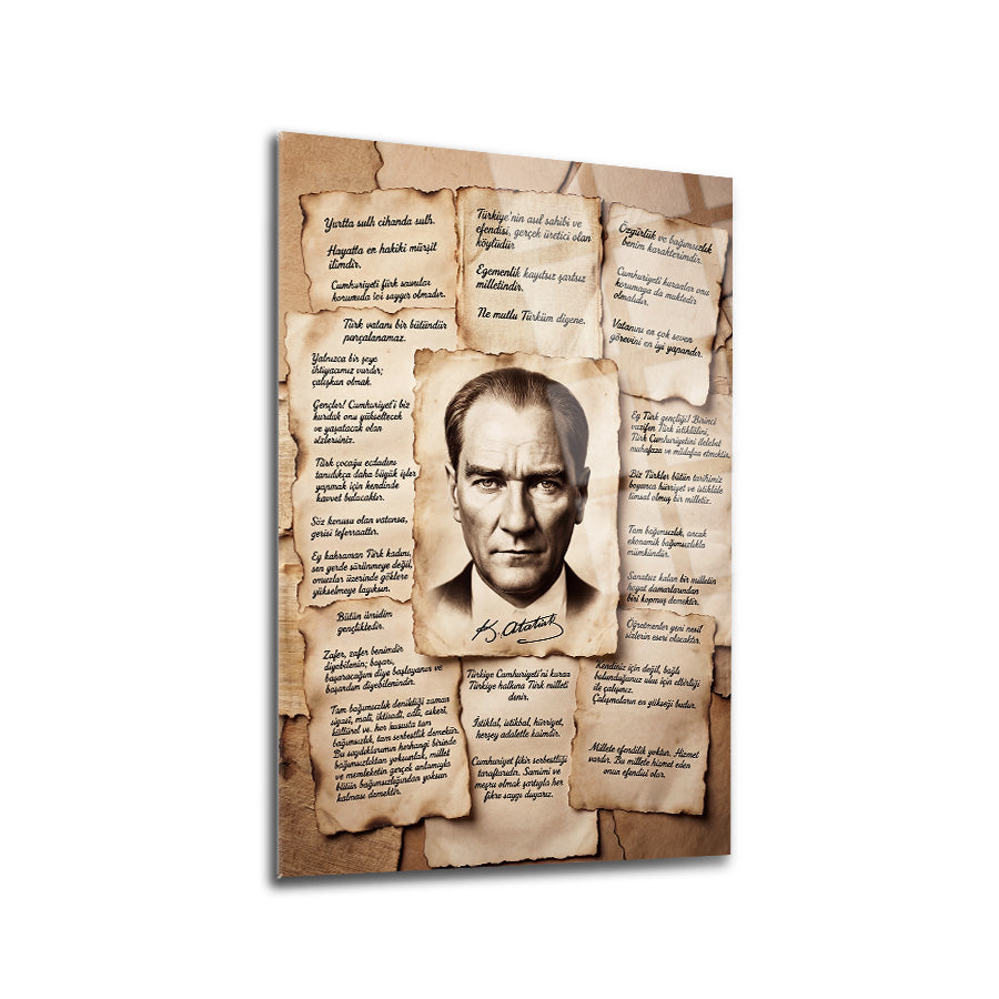 Atatürk ve Sözleri Temalı Cam Tablo | SRD Concept