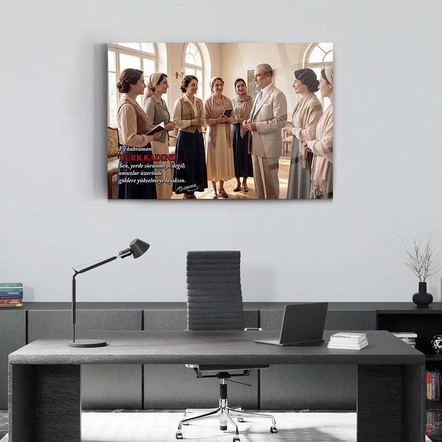 Atatürk Türk Kadını Temalı Cam Tablo | SRD Concept