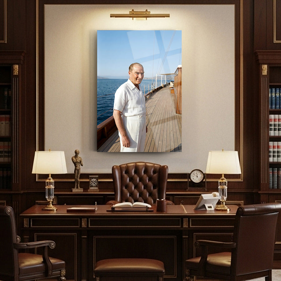Atatürk Yatta Deniz Keyfi Cam Tablo | SRD Concept