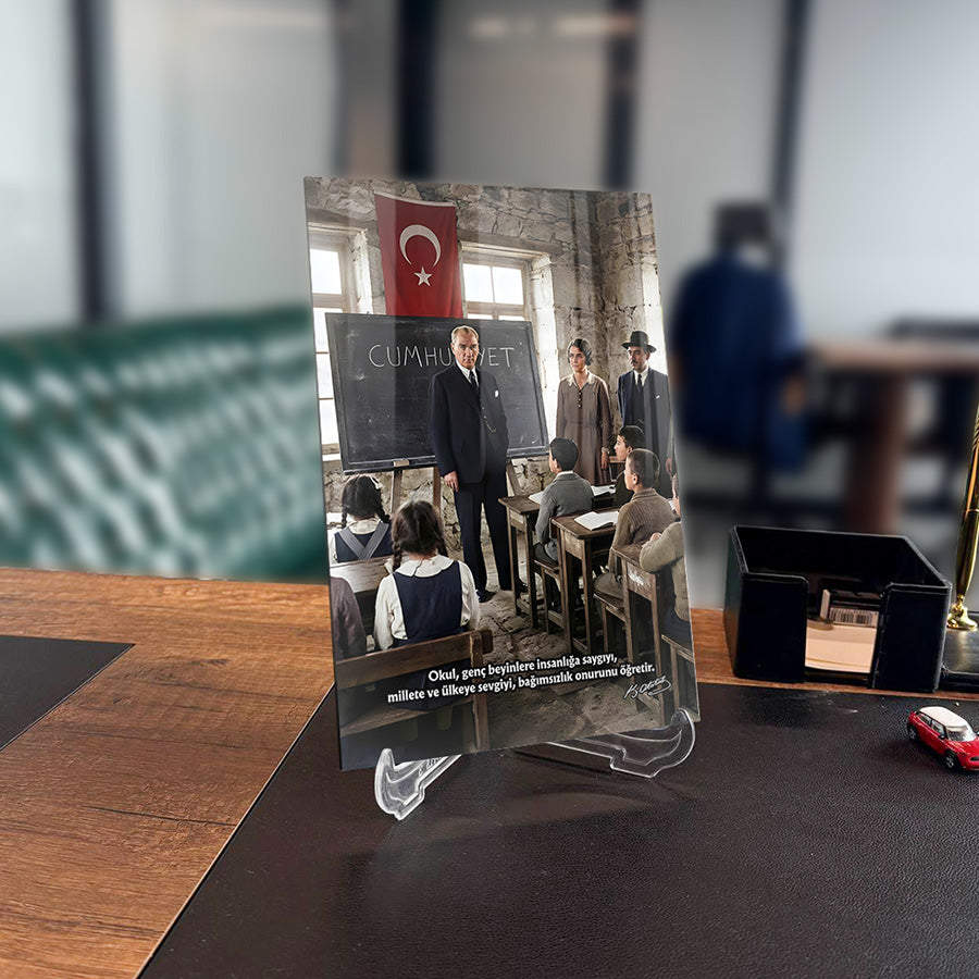 Atatürk ve Eğitim Temalı Cam Tablo | SRD Concept