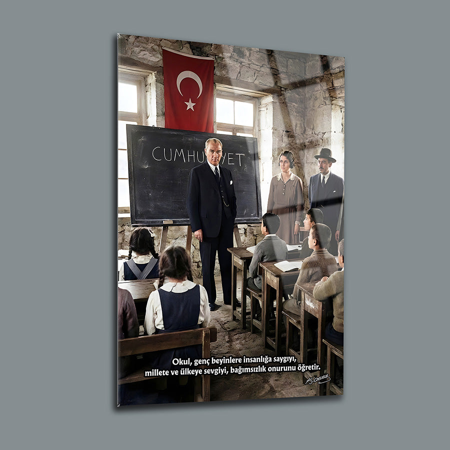 Atatürk ve Eğitim Temalı Cam Tablo | SRD Concept