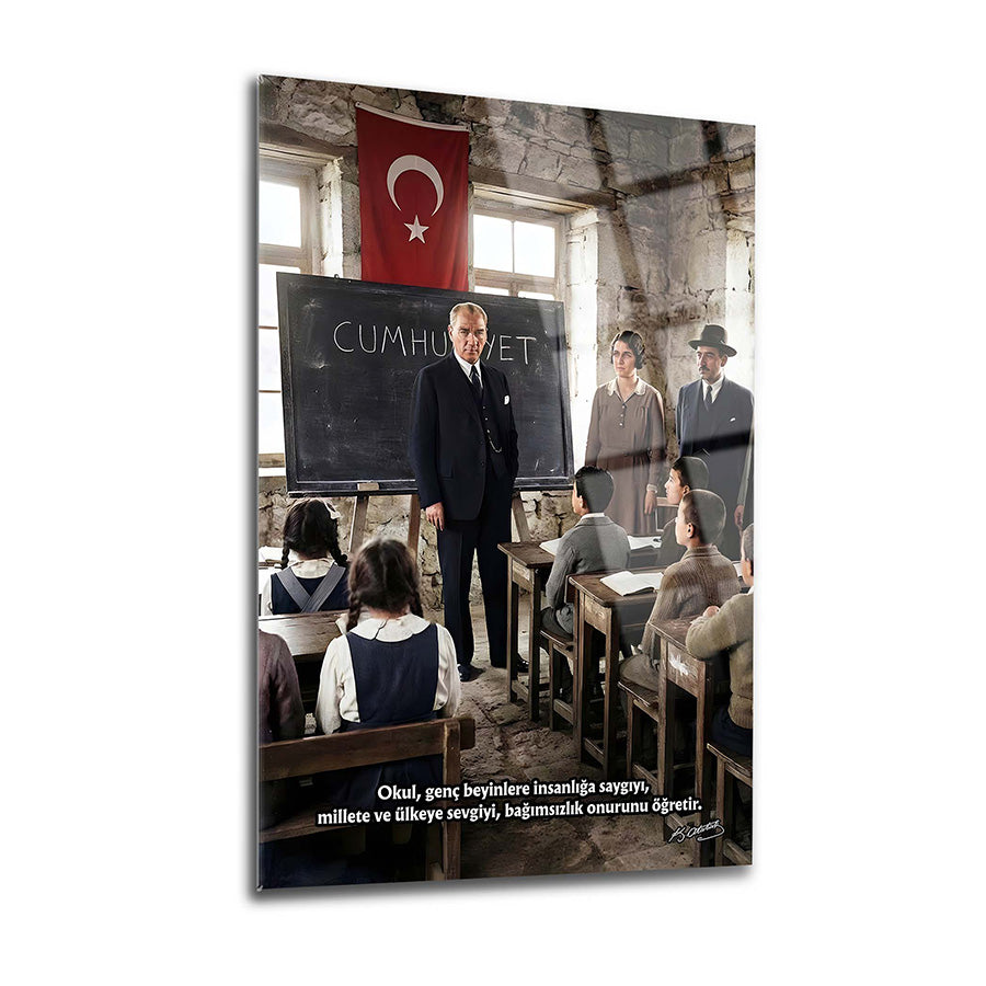 Atatürk ve Eğitim Temalı Cam Tablo | SRD Concept