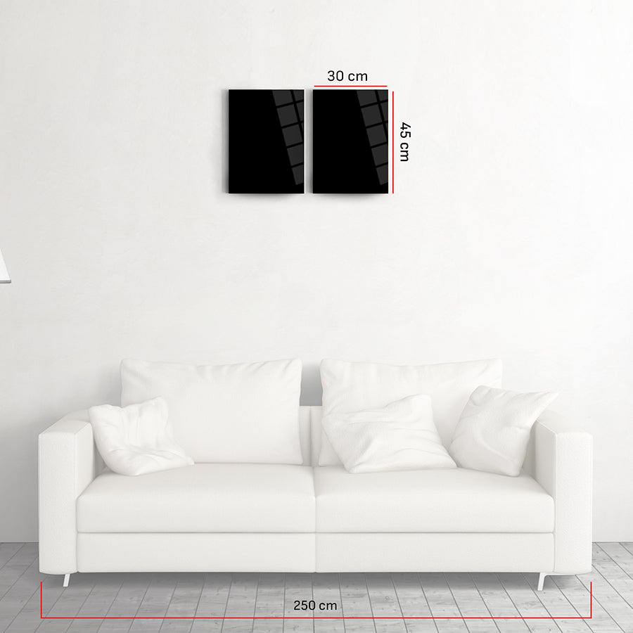 Oksitli Yapraklar 2'li Set Cam Tablo