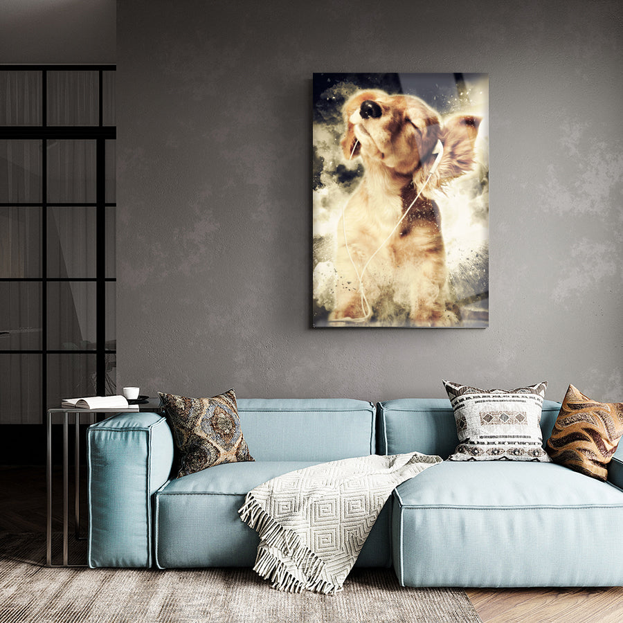 tablo,cam tablo,cam poster,kanvas tablo,duvar dekorasyonu,ev dekorasyonu,srd concept,özel tasarım,dinleyen köpek