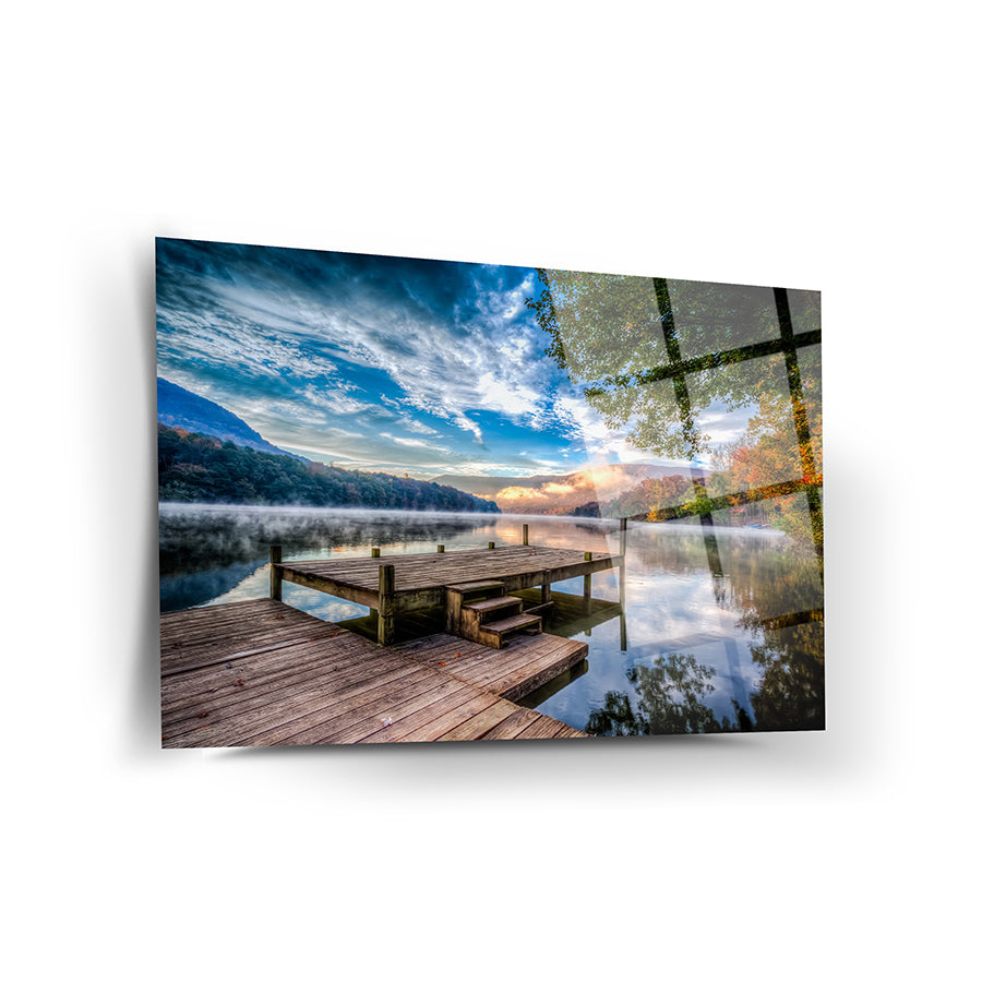 Pier on the Lake Glass Painting