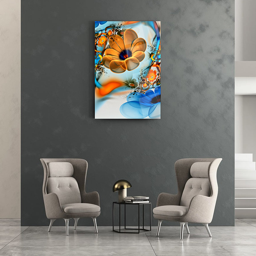 tablo,cam tablo,cam poster,kanvas tablo,duvar dekorasyonu,ev dekorasyonu,srd concept,özel tasarım,turuncu çiçek