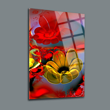 tablo,cam tablo,cam poster,kanvas tablo,duvar dekorasyonu,ev dekorasyonu,srd concept,özel tasarım,kırmızı sarı çiçek