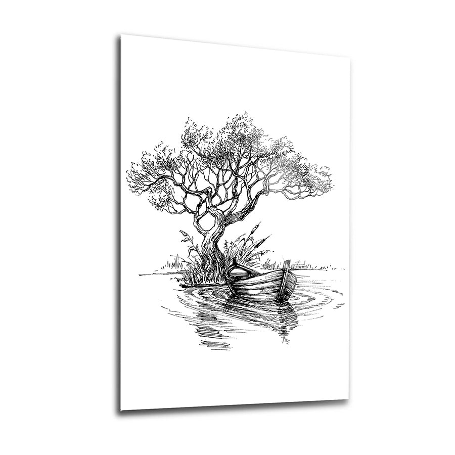 Ağacın Kayığı Cam Tablo