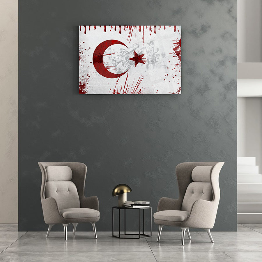 tablo,cam tablo,cam poster,duvar dekorasyonu,ev dekorasyonu,srd concept,özel tasarım,kanvas tablo,türk bayrağı,kanlı bayrak.bayrak tasarım