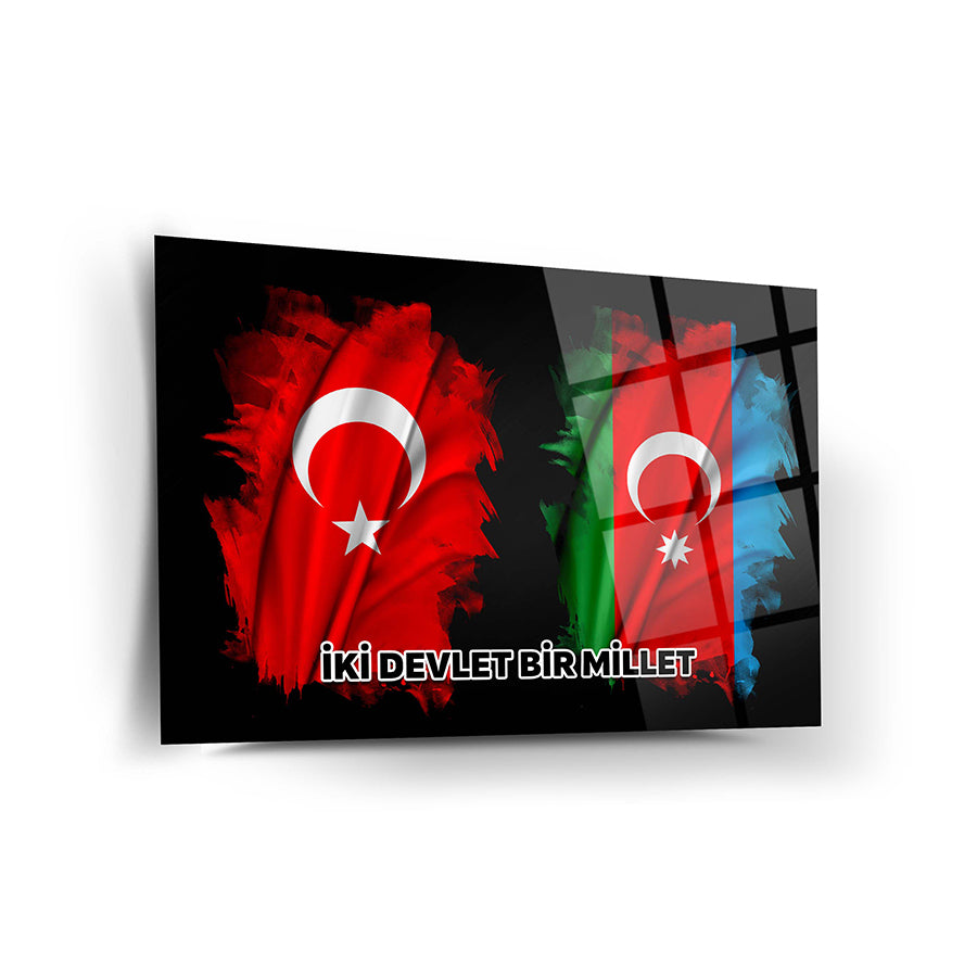 Turkish and Azeri Flag Glass Painting