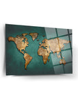 Toprak Dünya Haritası Cam Tablo