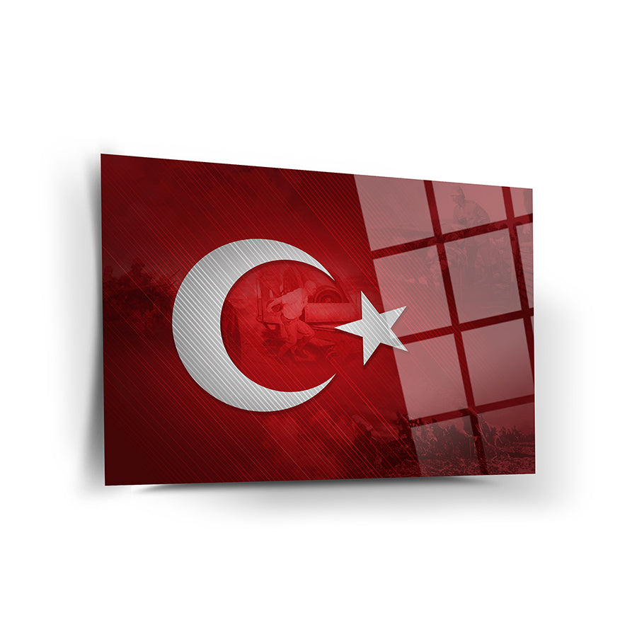 Turkish Flag 3 Glass Painting