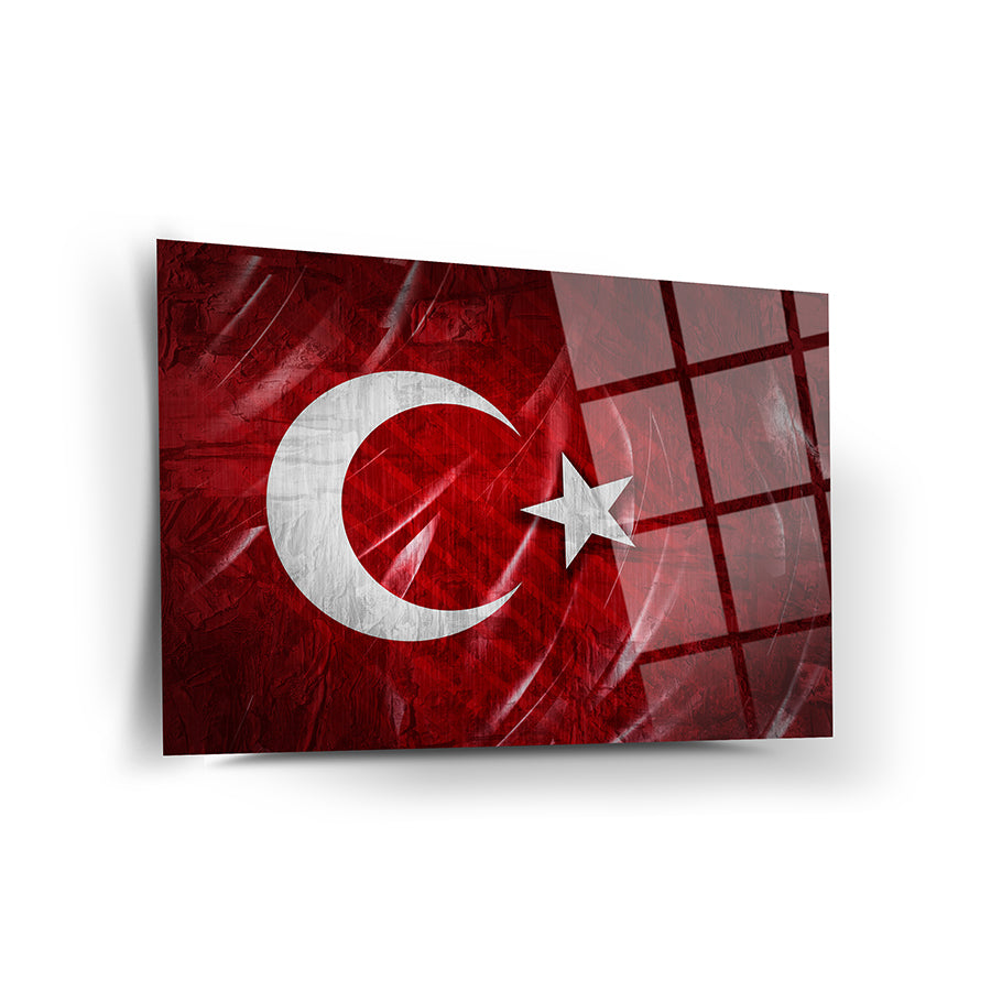 Turkish Flag 2 Glass Painting