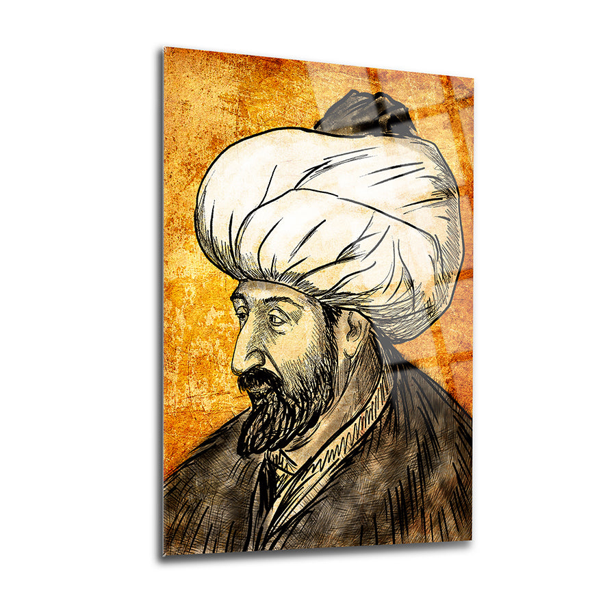 Fatih Sultan Mehmet Portre Cam Tablo