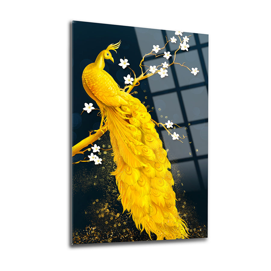 Altın Tavus Kuşu Cam Tablo